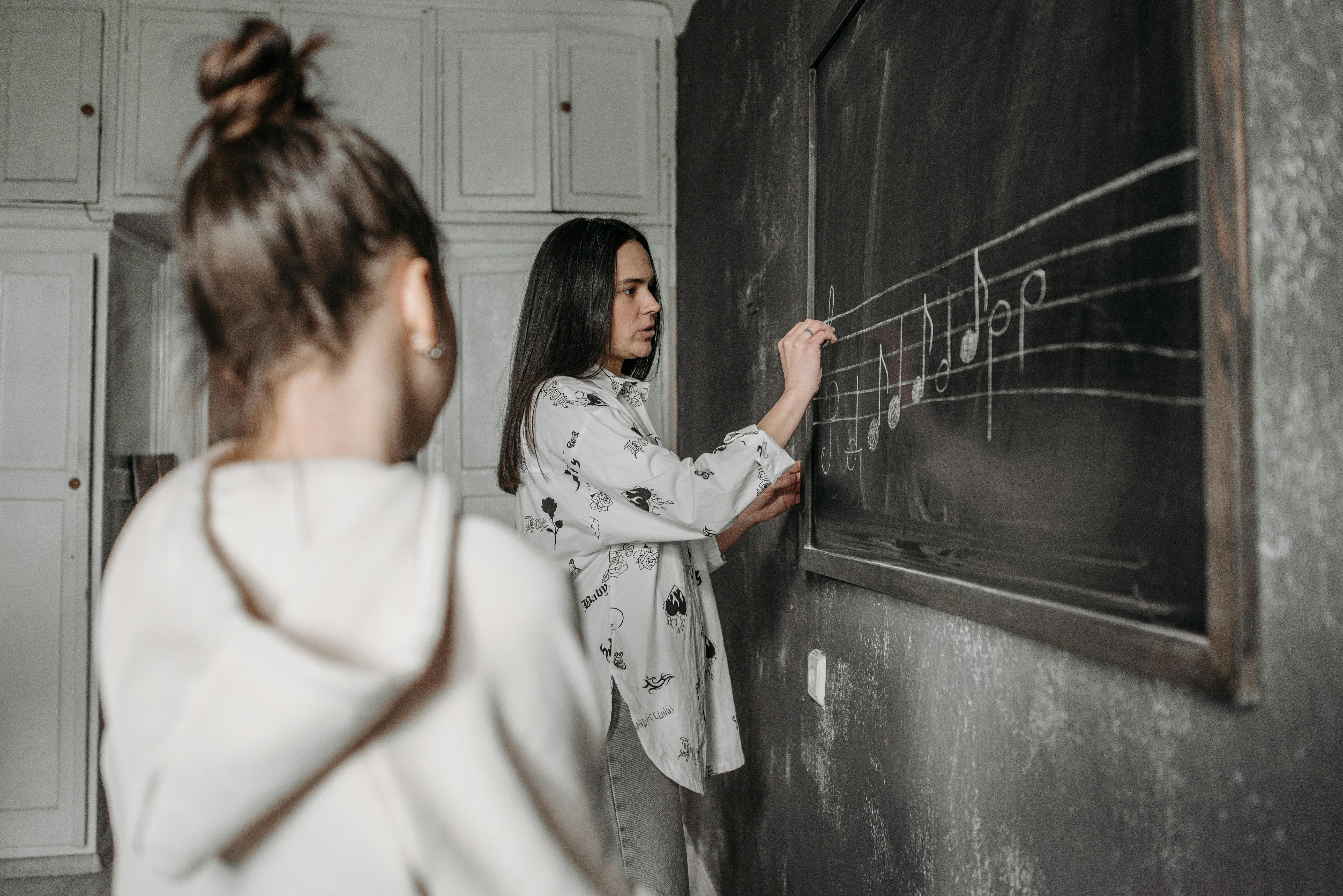 Students learning music together in a classroom